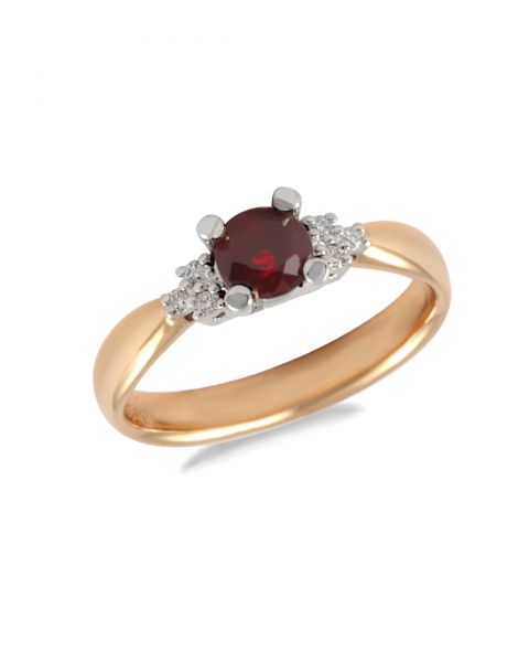 Sõrmus rubiin 0,60ct teemant 6x0,01ct kuld 3,00g