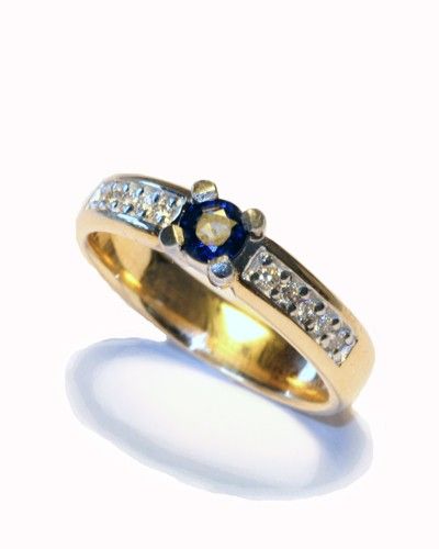 Sõrmus safiir 0,30ct teemant 10x0,01ct G/SI kuld 585 3,30g