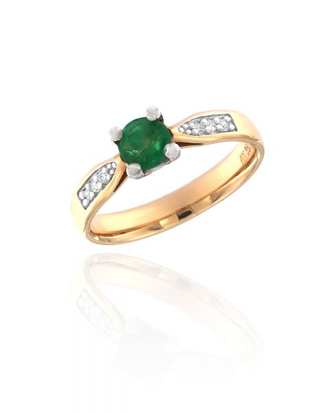 Sõrmus smaragd 0,60ct teemant 0,06ct kuld 585 3,00g